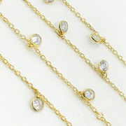 Cubic Zirconia Round 4mm Shape Dangle Chains